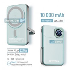 Батарея универсальная ColorWay 10 000 mAh PD/22.5W, 15W MagSafe & Watch Wireless Aquamarine (CW-PB100LPA2MT-WPDD) - Фото