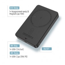 Батарея універсальна ColorWay 10 000 mAh PD/22.5W, 15 W MagSafe Black (CW-PB100LPA1BK-WPDD) - Фото