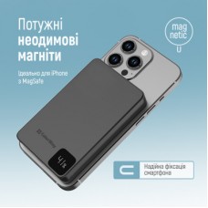 Батарея універсальна ColorWay 10 000 mAh PD/22.5W, 15 W MagSafe Black (CW-PB100LPA1BK-WPDD) - Фото