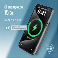 Батарея універсальна ColorWay 10 000 mAh PD/22.5W, 15 W MagSafe Black (CW-PB100LPA1BK-WPDD) - Фото