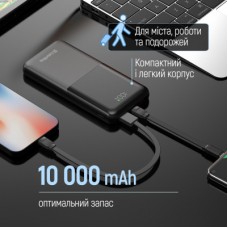 Батарея универсальная ColorWay 10 000 mAh PD/22.5W, QC/3.0, LCD, Black (CW-PB100LPB3BK-PDD) - Фото