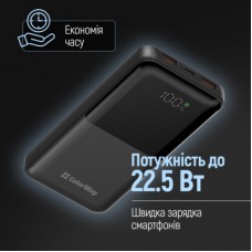 Батарея универсальная ColorWay 10 000 mAh PD/22.5W, QC/3.0, LCD, Black (CW-PB100LPB3BK-PDD) - Фото