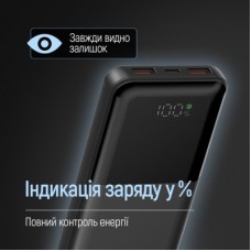 Батарея универсальная ColorWay 10 000 mAh PD/22.5W, QC/3.0, LCD, Black (CW-PB100LPB3BK-PDD) - Фото