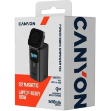 Батарея універсальна Canyon 15000 mAh OnPower 150 Qi2 magnetic Grey (CNS-CPB150DG) - Фото