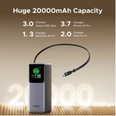 Батарея універсальна Ugreen 20000 mAh 165W with Retractable Cable (PB726 55987B) - Фото