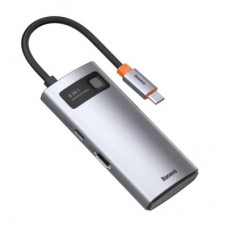 Концентратор Baseus USB-C 4-in-1 3xUSB 3.0 + RJ45 1000Mbps gray (WKWG070113) - Фото