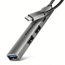 Концентратор AXAGON USB-C to 1xUSB-A 5Gbps + 2xUSB-A 480Mbps + 1xUSB-C 480Mbps 0.12m aluminum (HUE-STC) - Фото