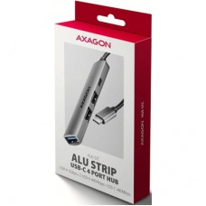 Концентратор AXAGON USB-C to 1xUSB-A 5Gbps + 2xUSB-A 480Mbps + 1xUSB-C 480Mbps 0.12m aluminum (HUE-STC) - Фото