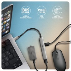 Концентратор AXAGON USB-C to 1xUSB-A 5Gbps + 2xUSB-A 480Mbps + 1xUSB-C 480Mbps 0.12m aluminum (HUE-STC) - Фото