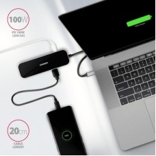 Концентратор AXAGON USB-C 6-in-1 to 4xUSB-A 5Gbps + 1xUSB-C PD100W + HDMI 4K30Hz 0.2m aluminum (HMC-6H4A) - Фото