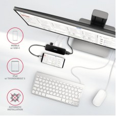 Концентратор AXAGON USB-C 6-in-1 to 4xUSB-A 5Gbps + 1xUSB-C PD100W + HDMI 4K30Hz 0.2m aluminum (HMC-6H4A) - Фото