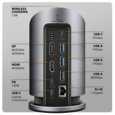 Концентратор AXAGON USB-C 9-in-1 wireless 15W PD100W 0.6m (HMC-WL9) - Фото