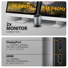 Концентратор AXAGON USB-C 9-in-1 wireless 15W PD100W 0.6m (HMC-WL9) - Фото