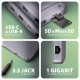 Концентратор AXAGON USB-C 12-in-1 HDMI + DisplayPort + RJ45 1000Mbps + PD100W aluminum gray (HMC-12GM2)