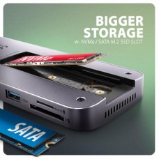 Концентратор AXAGON USB-C 12-in-1 HDMI + DisplayPort + RJ45 1000Mbps + PD100W aluminum gray (HMC-12GM2) - Фото