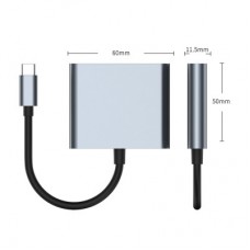 Концентратор Dynamode USB-C 3-in-1 1xHDMI 4K + 1xUSB 3.0 + 1xUSB-C PD 87W (Multiport USB-C 3-in-1 dark grey) - Фото