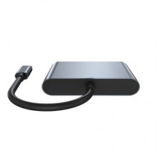 Концентратор Dynamode USB-C 3-in-1 1xHDMI 4K + 1xUSB 3.0 + 1xUSB-C PD 87W (Multiport USB-C 3-in-1 dark grey) - Фото