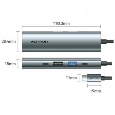 Концентратор VENTION USB-C 5-in-1 HDMI + USB 3.0 + USB 2.0 + USB-C 2.0 + PD 100W (TGLHB) - Фото