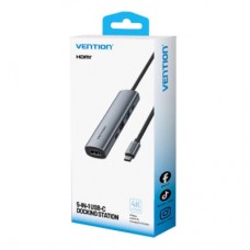 Концентратор VENTION USB-C 5-in-1 HDMI + USB 3.0 + USB 2.0 + USB-C 2.0 + PD 100W (TGLHB) - Фото