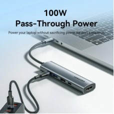 Концентратор VENTION USB-C 5-in-1 HDMI + USB 3.0 + USB 2.0 + USB-C 2.0 + PD 100W (TGLHB) - Фото