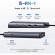 Концентратор Ugreen USB-C to 1xUSB-A 3.2 + 1xUSB-A 2.0 + 2xUSB-C 3.2 + RJ45 + PD CM512 gray (45320)