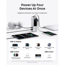 Батарея універсальна Anker 25000 mAh, 165W, PD/3/0, QC/3/0, Built-In Double USB-C Cables, silver (A1695H41) - Фото