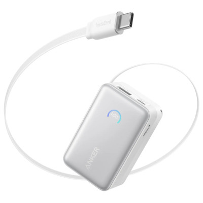 Батарея універсальна Anker Nano 10000 mAh, 45 W, Built-In USB-C Cable, white (A1638H21)