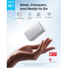 Батарея універсальна Anker Nano 10000 mAh, 45 W, Built-In USB-C Cable, white (A1638H21) - Фото