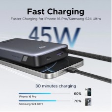 Батарея універсальна Ugreen 20000 mAh 45 W with Built-in Cable (PB536 55988B) - Фото