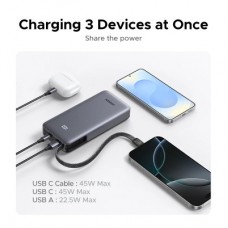 Батарея універсальна Ugreen 20000 mAh 45 W with Built-in Cable (PB536 55988B) - Фото