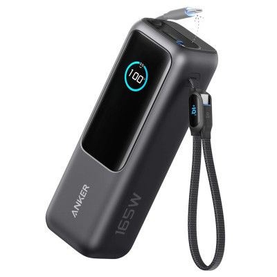 Батарея універсальна Anker 25000 mAh, 165W, PD/3/0, QC/3/0, Built-In Double USB-C Cables, black (A1695H11)