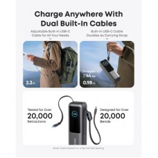 Батарея універсальна Anker 25000 mAh, 165W, PD/3/0, QC/3/0, Built-In Double USB-C Cables, black (A1695H11) - Фото