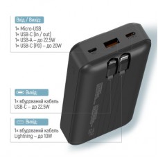 Батарея универсальная ColorWay 20 000 mAh Optimal Power PD/22.5W, QC/3.0, Black (CW-PB200LPB5BK-PDD) - Фото