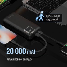 Батарея универсальная ColorWay 20 000 mAh Optimal Power PD/22.5W, QC/3.0, Black (CW-PB200LPB5BK-PDD) - Фото