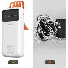 Батарея універсальна Dudao K6Pro+ 20000 mAh 10 W with USB-C/Lightning/MicroUSB/USB-A cables (6977196682409) - Фото
