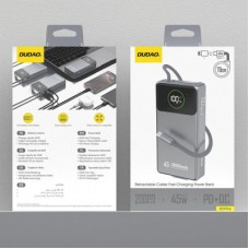 Батарея универсальная Dudao K31Pro 20000mAh 45W PD, QC, with built-in USB-C/Lightning cables (6977196682010) - Фото