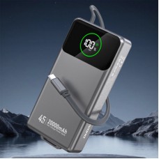 Батарея универсальная Dudao K31Pro 20000mAh 45W PD, QC, with built-in USB-C/Lightning cables (6977196682010) - Фото