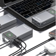 Батарея универсальная Dudao K31Pro 20000mAh 45W PD, QC, with built-in USB-C/Lightning cables (6977196682010) - Фото