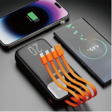 Батарея універсальна Dudao K6Pro+ 20000 mAh 10 W with USB-C/Lightning/MicroUSB/USB-A cables (6977196682393) - Фото