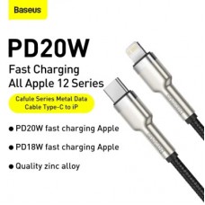 Дата кабель USB-C to Lightning 0.25m 20W Cafule Series Meta black Baseus (CATLJK-01) - Фото