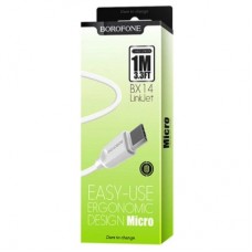 Дата кабель USB 2.0 AM to Micro 5P 1.0m 2.4A BX14 white BOROFONE (6957531089988) - Фото