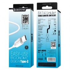 Дата кабель USB 2.0 AM to USB-C 3.0m 2.4 A BX14 white BOROFONE (6957531090397) - Фото
