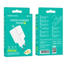 Зарядний пристрій BOROFONE 1xUSB-C PD20W BA81A white (6941991108181) - Фото