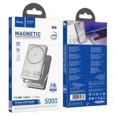 Батарея універсальна HOCO 5000 mAh Sunlight PD/20W Magnetic Metal Grey (Q36 / 714986) - Фото