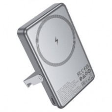 Батарея універсальна HOCO 10000 mAh Sunlight PD/20W Magnetic with stand Metal Grey (Q36A / 714987) - Фото