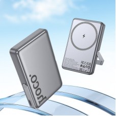 Батарея універсальна HOCO 10000 mAh Sunlight PD/20W Magnetic with stand Metal Grey (Q36A / 714987) - Фото