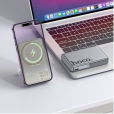 Батарея універсальна HOCO 10000 mAh Sunlight PD/20W Magnetic with stand Metal Grey (Q36A / 714987) - Фото