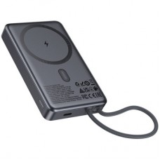 Батарея універсальна HOCO 10000 mAh Origen Dual PD/20W Magnetic with cable Type-C Metal Gray (Q44/714983) - Фото