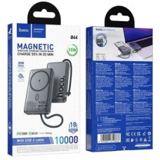 Батарея універсальна HOCO 10000 mAh Origen Dual PD/20W Magnetic with cable Type-C Metal Gray (Q44/714983) - Фото