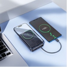 Батарея універсальна HOCO 10000 mAh Origen Dual PD/20W Magnetic with cable Type-C Metal Gray (Q44/714983) - Фото